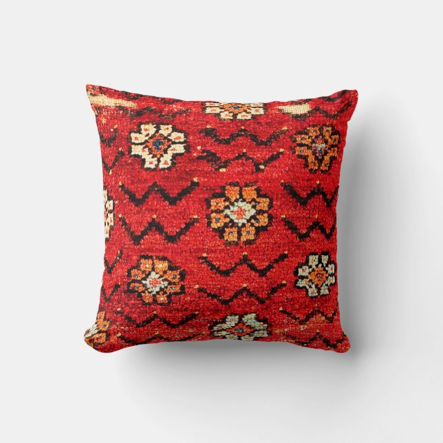 Konya Anatolian 18th Century Rug Fragment Print Cushion (Front)