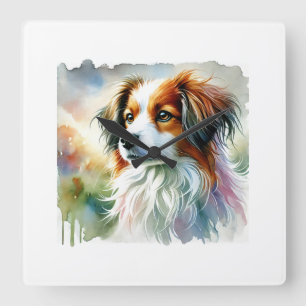 Kooiker Dog in Watercolor 031124AREF117 - Watercol Square Wall Clock