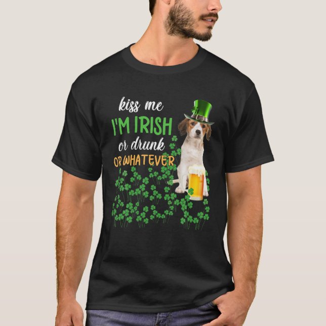 Kooikerhondje Kiss Me I'm Irish Or Drunk Or Whatev T-Shirt (Front)