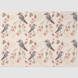 kookaburra and Eucalyptus on pale peach Tissue Paper