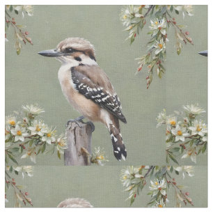 Kookaburra And Flowering Eucalyptus, Fabric