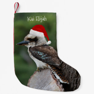Kookaburra Bird Animal Red Santa Hat Christmas Small Christmas Stocking