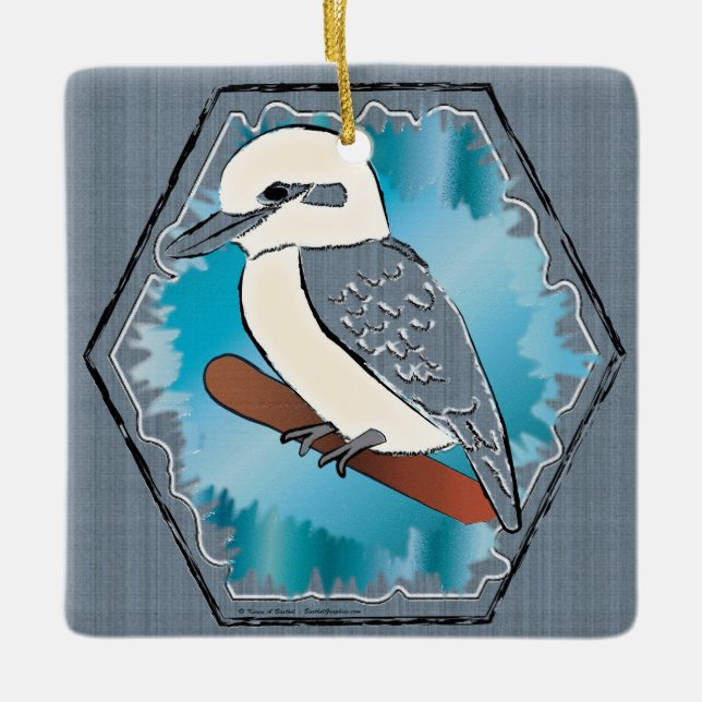 Kookaburra Bird  Ceramic Ornament (Front)