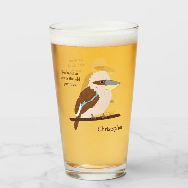 Kookaburra Design Personalised Glass (Front Filled)