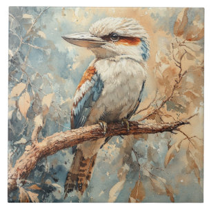Kookaburra in a Tree Watercolor Tile