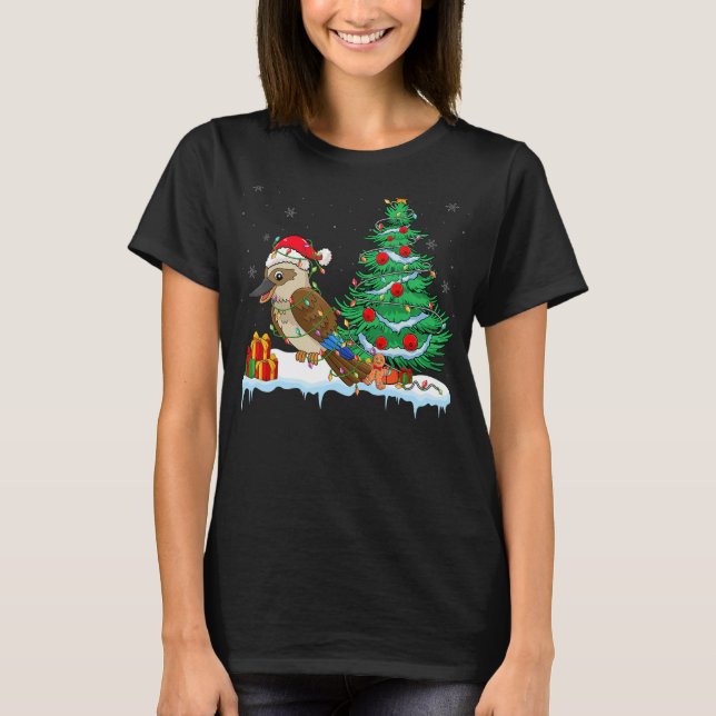 Kookaburra Lover Christmas Kookaburra Wearing Sant T-Shirt (Front)