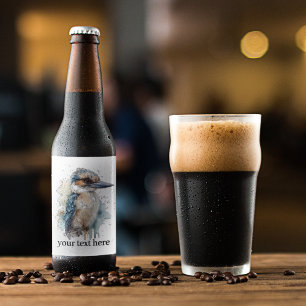 Kookaburra on a Branch, custom Beer Bottle Label