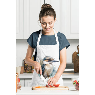 Kookaburra on a branch watercolor, customisable apron
