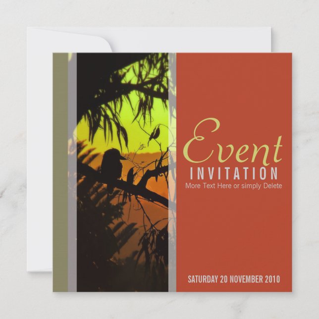 Kookaburra Silhouette All Occasion Invitation (Front)