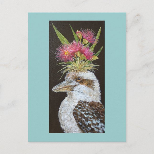 Kookaburra with eucalyptus postcard (Front)