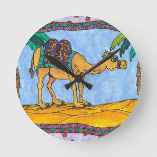 Kooky Camel Round Clock