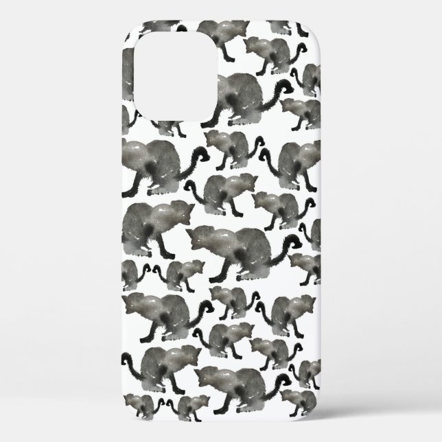 Kool black watercolor kitty cat Case-Mate iPhone case (Back)