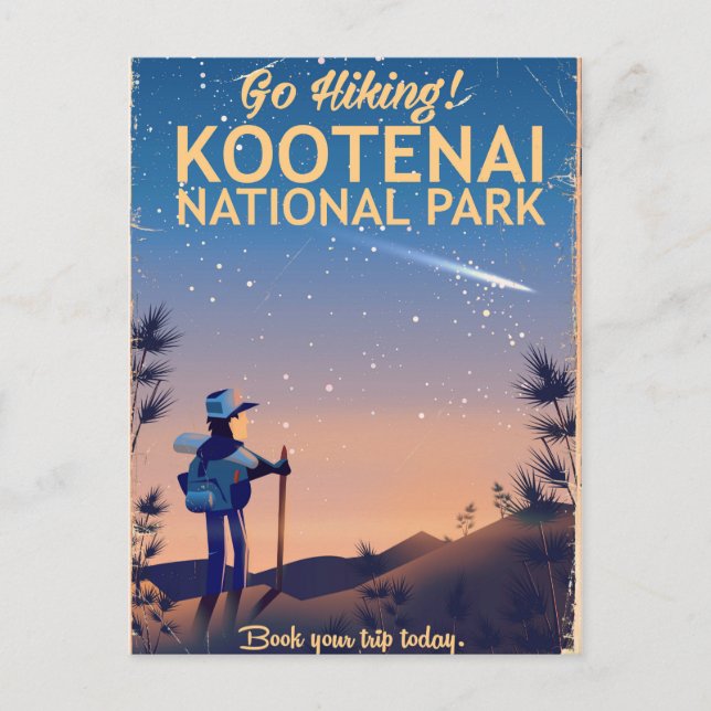 Kootenai National park Hiking travel poster Postcard (Front)
