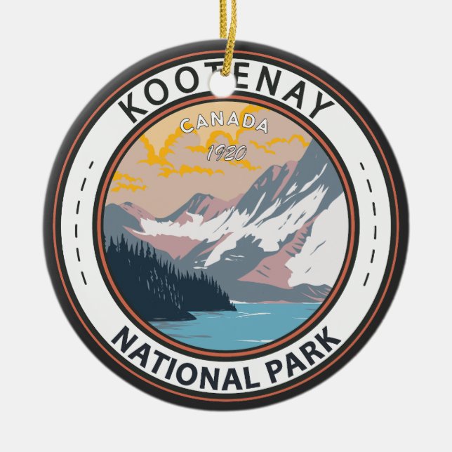 Kootenay National Park Canada Travel Art Badge Ceramic Tree Decoration (Front)