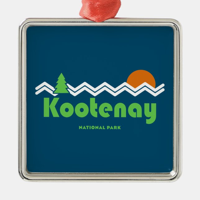 Kootenay National Park Retro Metal Tree Decoration (Front)