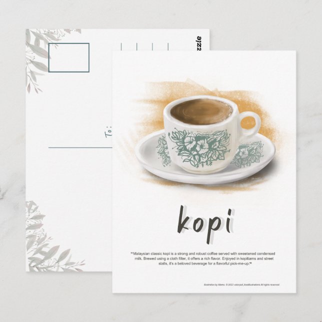 Kopi in Classic Coffee Mug Malaysia Postcard (Front/Back)