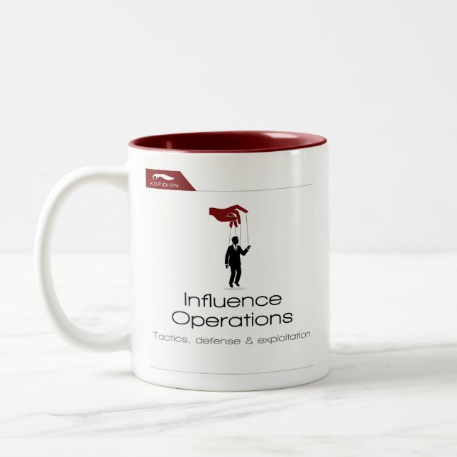 Kopidion Influence Operations course artwork Two-Tone Coffee Mug (Left)