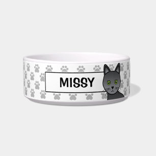 Korat Cat Head Illustration And Cat's Name Bowl