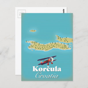 Korčula Croatia map Postcard