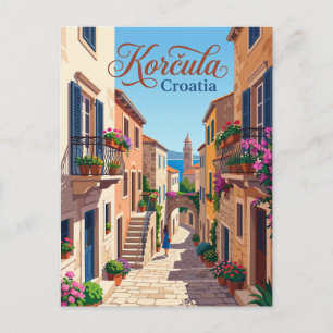 Korčula Old Town Alley Croatia Postcard