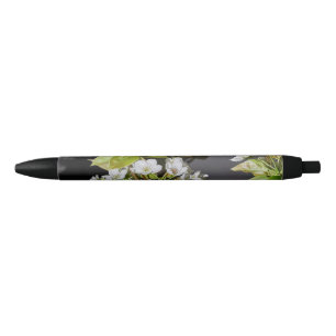 Korea Cherry Blossoms White Black Ink Pen