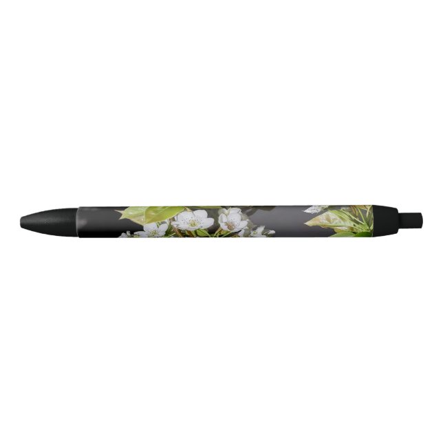 Korea Cherry Blossoms White Black Ink Pen (Front)