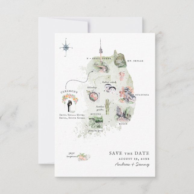 Korea | Destination Wedding Itinerary Map (Front)