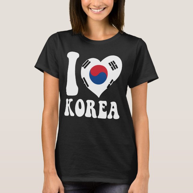 Korea Flag Heart Graphic Tee I Love Korea Proud To (Front)