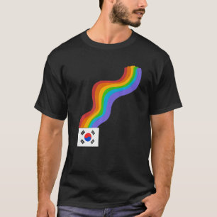 Korea Flag Wavy Rainbow ROYGBIV Pride in Korea Rai T-Shirt