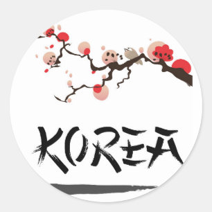 Korea Ink vintage travel poster. Classic Round Sticker