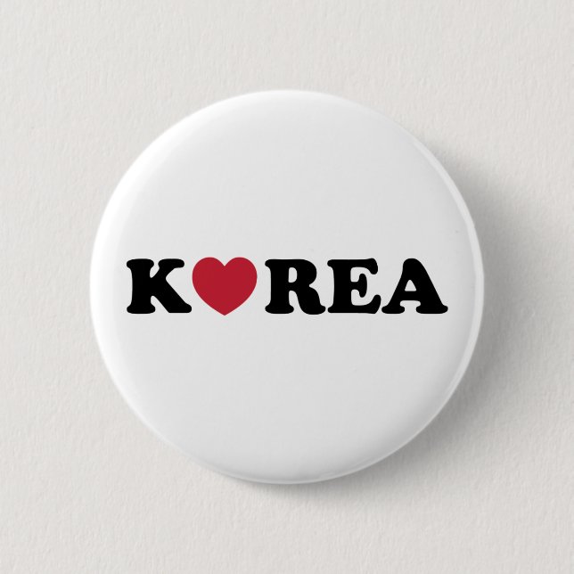 Korea Love Heart 6 Cm Round Badge (Front)