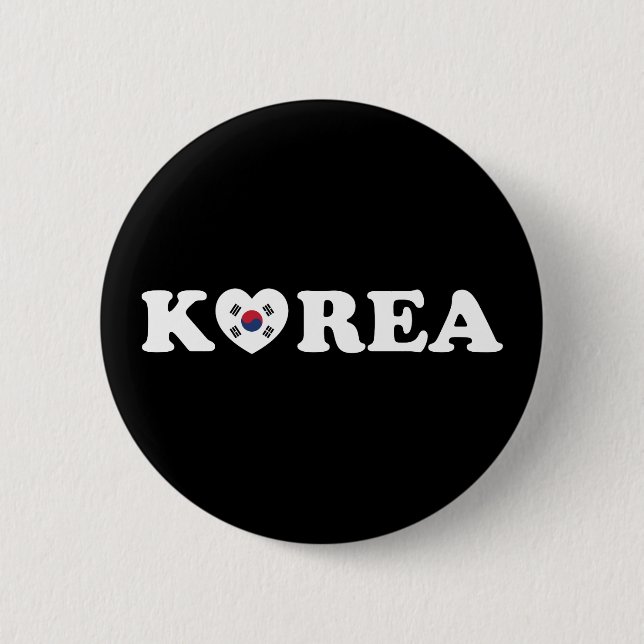 Korea Love Heart Flag 6 Cm Round Badge (Front)