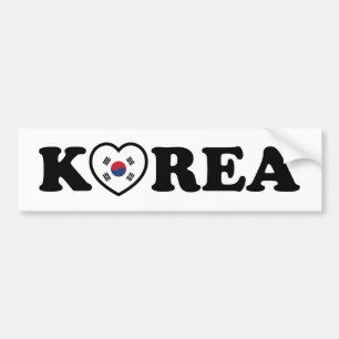 Korea Love Heart Flag Bumper Sticker