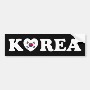 Korea Love Heart Flag Bumper Sticker