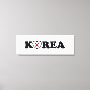 Korea Love Heart Flag Canvas Print