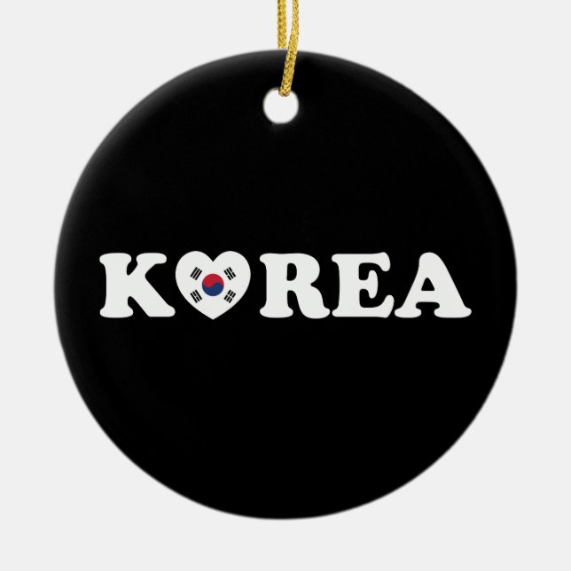 Korea Love Heart Flag Ceramic Tree Decoration (Front)