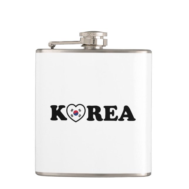 Korea Love Heart Flag Hip Flask (Front)