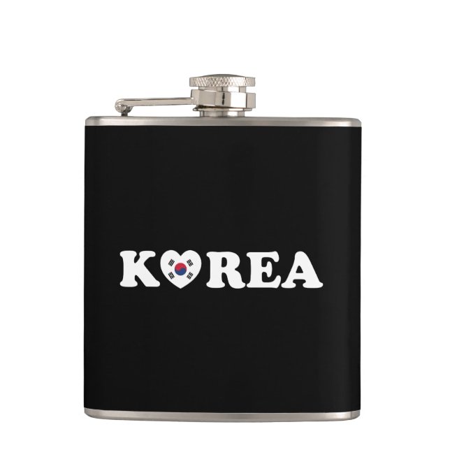 Korea Love Heart Flag Hip Flask (Front)