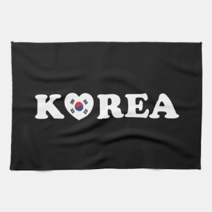 Korea Love Heart Flag Tea Towel