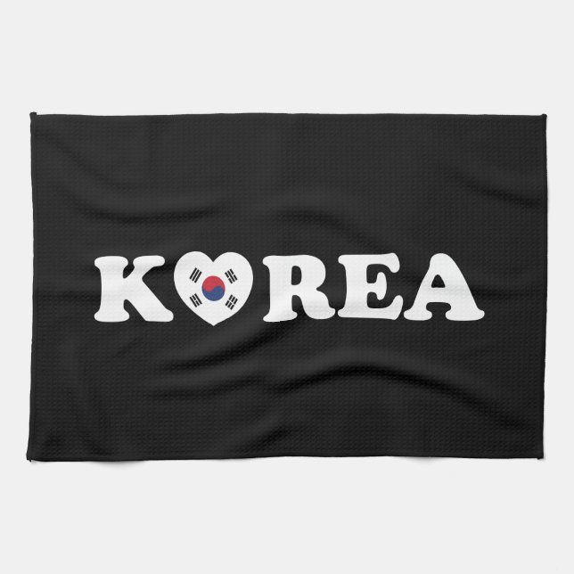 Korea Love Heart Flag Tea Towel (Horizontal)
