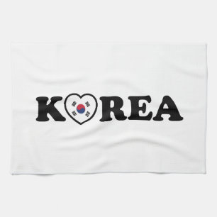 Korea Love Heart Flag Tea Towel