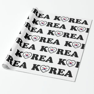 Korea Love Heart Flag Wrapping Paper