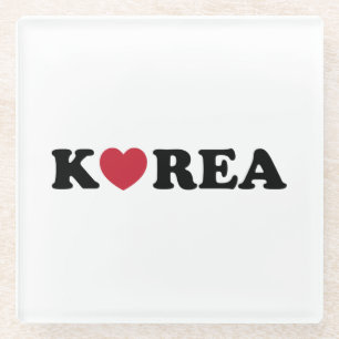 Korea Love Heart Glass Coaster