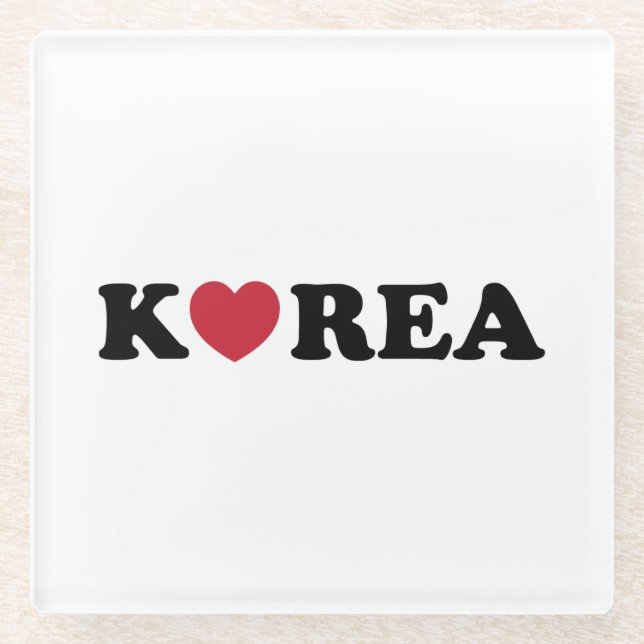 Korea Love Heart Glass Coaster (Front)
