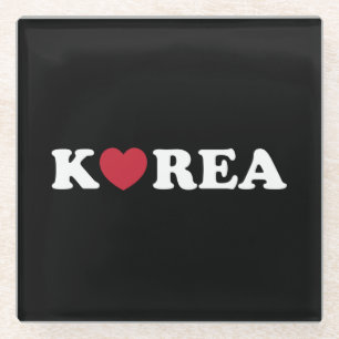 Korea Love Heart Glass Coaster