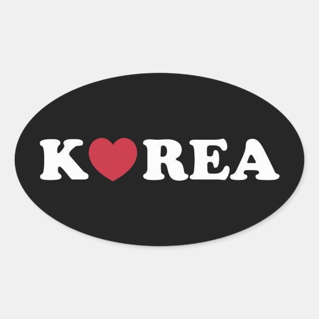 Korea Love Heart Oval Sticker (Front)