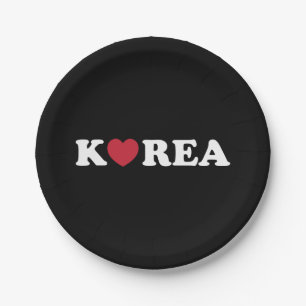 Korea Love Heart Paper Plate