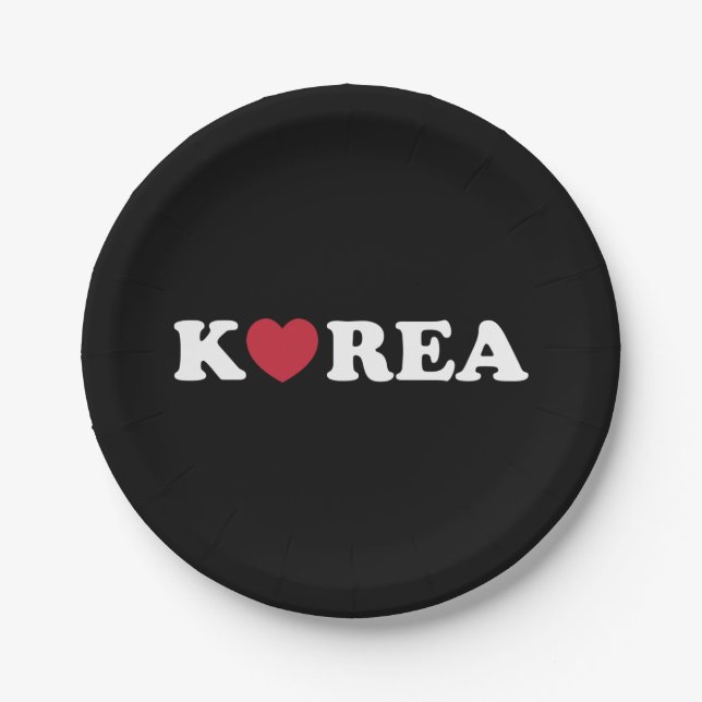 Korea Love Heart Paper Plate (Front)