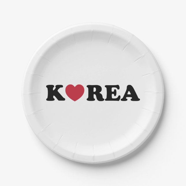 Korea Love Heart Paper Plate (Front)