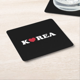 Korea Love Heart Square Paper Coaster